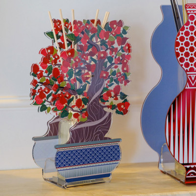  Vesta - Bonsai - Profumatore in vetro con copertura in plexiglass bouganville piccolo - Colore: Rosso - SKU: 7501785 