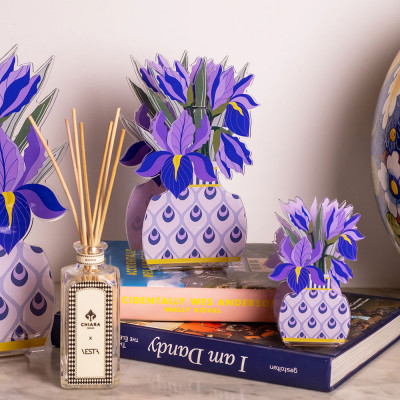  Vesta - Iris - Profumatore per ambiente in plexiglass con bastoncini fragranza inclusa da 100ml - Colore: Viola - SKU: 7506218 