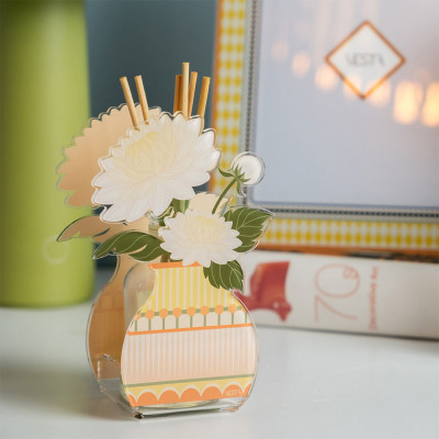  Vesta - Dalia - Profumatore per ambiente in plexiglass con bastoncini fragranza inclusa da 50ml - Colore: Giallo - SKU: 7505438 