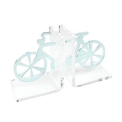Vesta Bicicletta Reggilibri set 2pz con struttura in plexiglass dalle linea moderna Colore: Acquamarina