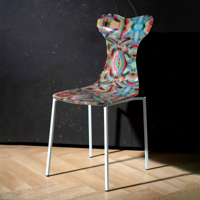 Vesta - Vitty - Sedia moderna con struttura in metallo e seduta in plexiglass Rainbow - SKU: 0428390D48