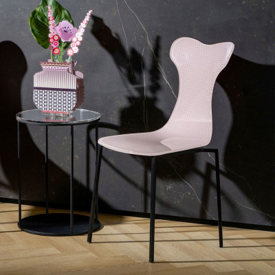 Vesta - Vitty - Sedia moderna con struttura in metallo e seduta in plexiglass - Colore: Cipria - SKU: 042832010