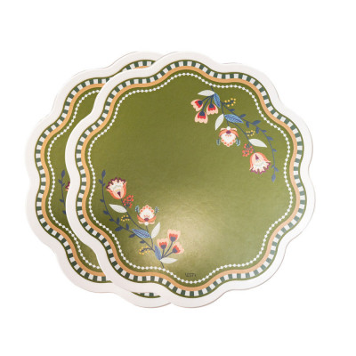 Vesta Set 2 sottopiatti con tovaglietta in ecopelle Colore: Verde