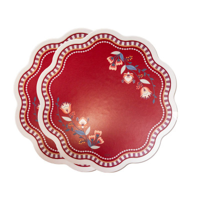 Vesta Set 2 sottopiatti con tovaglietta in ecopelle Colore: Bordeaux