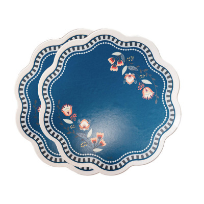 Vesta Set 2 sottopiatti con tovaglietta in ecopelle Colore: Ottanio