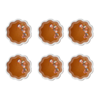Vesta Set 6 sottobicchieri con base in ecopelle Colore: Marrone
