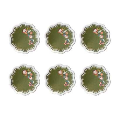 Vesta Set 6 sottobicchieri con base in ecopelle Colore: Verde