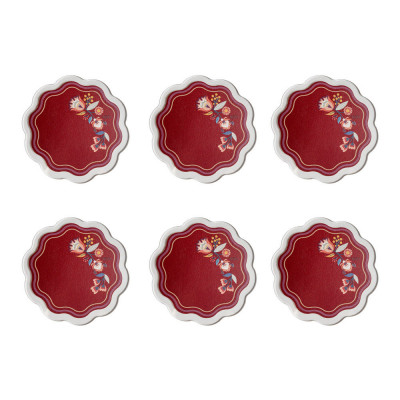 Vesta Set 6 sottobicchieri con base in ecopelle Colore: Bordeaux