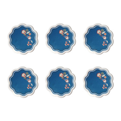 Vesta Set 6 sottobicchieri con base in ecopelle Colore: Ottanio