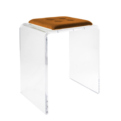 Vesta Jago Sgabello in plexiglass dal design moderno con cuscino in poliestere sfoderabile Colore: Arancione