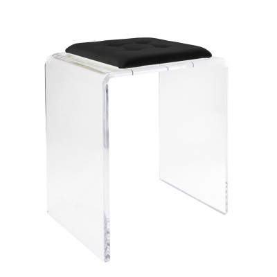 Vesta Jago Sgabello in plexiglass dal design moderno con cuscino in poliestere sfoderabile Colore: Nero