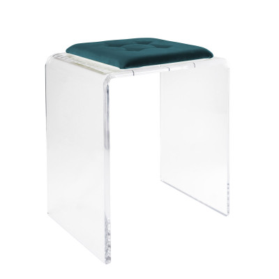 Vesta Jago Sgabello in plexiglass dal design moderno con cuscino in poliestere sfoderabile Colore: Ottanio