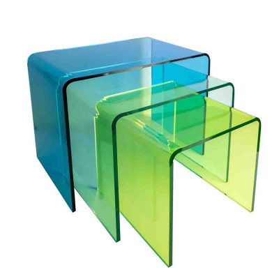 Vesta - Simply - Tavolini da salotto in plexiglass set 3pz - Colore: Blu - SKU: 2371759