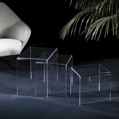 Vesta - Simply - Tavolini da salotto in plexiglass set 3pz - Colore: Trasparente - SKU: 2372700