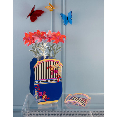 Vesta - Bucarest - Vaso grande in vetro con copertura in plexiglass - Colore: Blu - SKU: 03791DEV