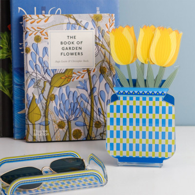 Vesta - Nizza - Vaso piccolo in plexiglas con contenitore fiori in vetro dal design moderno - Colore: Celeste - SKU: 7504479