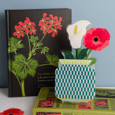 Vesta - Nizza - Vaso piccolo in plexiglas con contenitore fiori in vetro dal design moderno - Colore: Verde - SKU: 7504483