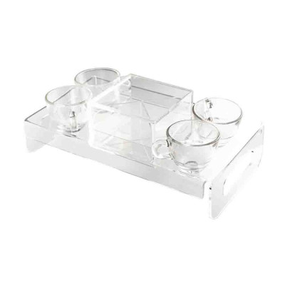  Vesta - Vassoio con 4 tazzine in vetro e zuccheriera - Colore: Trasparente - SKU: 537694T 
