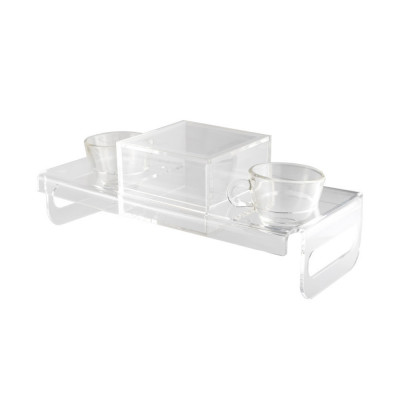  Vesta - Vassoio con 2 tazzine in vetro e zuccheriera - Colore: Trasparente - SKU: 53769TAT00 