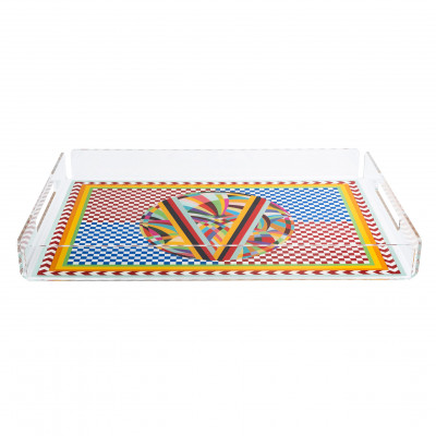 Vesta - Decor - Vassoio grande moderno in plexiglass con decoro Rainbow - SKU: 04231D48