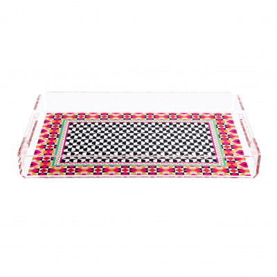 Vesta - Decor - Vassoio moderno piccolo in plexiglass con decoro Ethnic - SKU: 04232D49