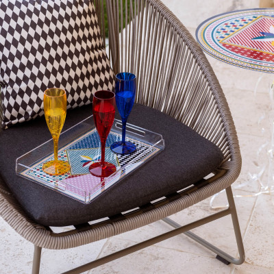  Vesta - Decor - Vassoio moderno piccolo in plexiglass con decoro Foulard - Colore: Multicolore - SKU: 04232D47 