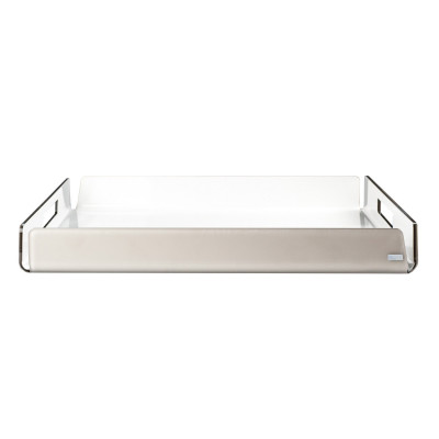 Vesta Like Water Vassoio quadrato grande in plexiglass dal design moderno ed elegante Colore: Tortora/Bianco