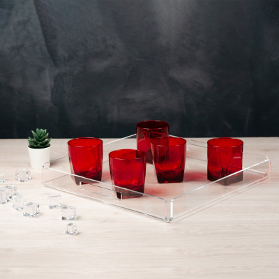 Vesta - Like Water - Vassoio quadrato grande in plexiglass dal design moderno ed elegante - SKU: 03508