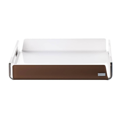 Vesta - Like Water - Vassoio quadrato mini in plexiglass dal design moderno ed elegante - Colore: Marrone/Bianco - SKU: 0100170S