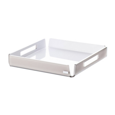 Vesta - Like Water - Vassoio quadrato mini in plexiglass dal design moderno ed elegante - Colore: Tortora/Bianco - SKU: 0100132S
