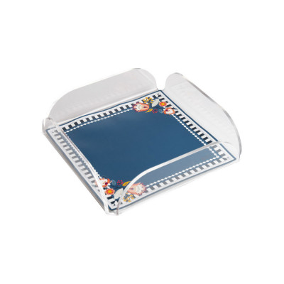 Vesta Vassoio quadrato moderno con base in ecopelle Colore: Ottanio