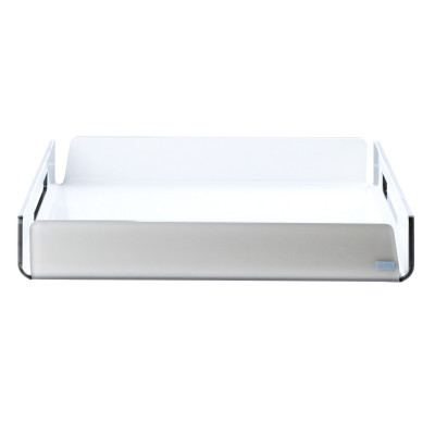 Vesta Like Water Vassoio quadrato piccolo in plexiglass dal design moderno ed elegante Colore: Tortora/Bianco