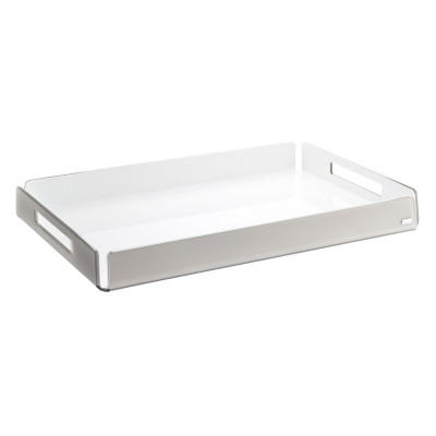 Vesta Like Water Vassoio rettangolare grande in plexiglass dal design moderno ed elegante Colore: Bianco/Tortora