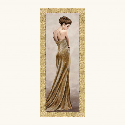 Artitalia - Stampa figurativa con cornice dorata moderna decori con glitter e strass 63x153 - Colore: Oro - SKU: WRDL572-47X137