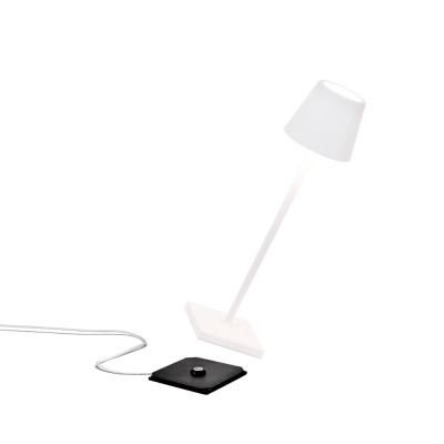 Zafferano Poldina Lampada da tavolo LED dimmerabile e ricaricabile "Poldina Micro" Colore: Bianco