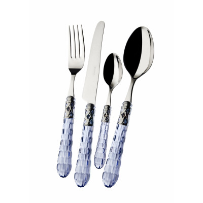 Bugatti Set di posate 24pz con ghiera cromata collezione "Bohemia" Colore: Blu