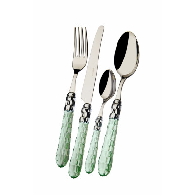 Bugatti Set di posate 24pz con ghiera cromata collezione "Cristallo" Colore: Verde