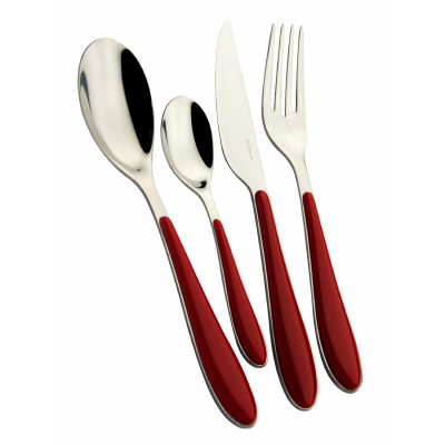 Bugatti Posate da tavola in acciaio set 24pz linea "Gioia" Colore: Rosso