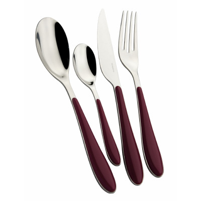 Bugatti Posate da tavola in acciaio set 24pz linea "Gioia" Colore: Rosso Imperiale