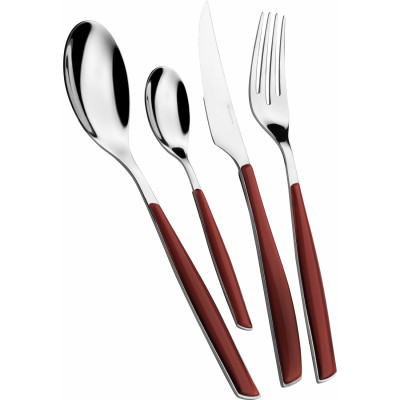 Bugatti Posate da tavola in acciaio set 24pz linea "Glamour" Colore: Rosso Imperiale