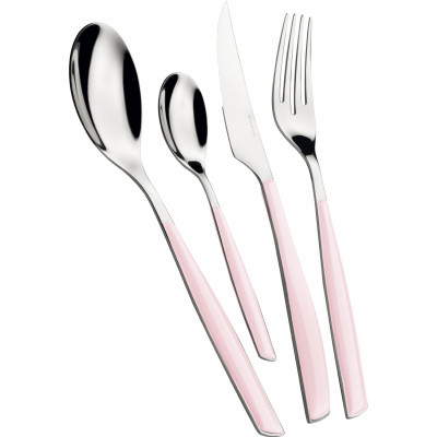 Bugatti Posate da tavola in acciaio set 24pz linea "Glamour" Colore: Rosa Chiaro