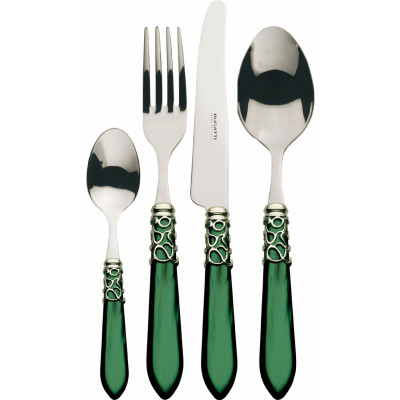 Bugatti Servizio di posate 24pz con ghiera cromata manico in madreperla linea "Melodia" Colore: Verde