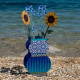 Vaso piccolo in plexiglass dal design moderno con decoro Santorini