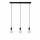 Lampada a sospensione con struttura in metallo a tre pendenti dal design minimal