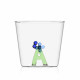 Bicchiere in vetro tumbler con alfabeto fiorito lettera "A"