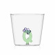 Bicchiere in vetro tumbler con alfabeto fiorito lettera "Q"