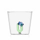 Bicchiere in vetro tumbler con alfabeto fiorito lettera "U"