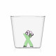 Bicchiere in vetro tumbler con alfabeto fiorito lettera "X"