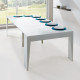 Consolle di design allungabile con struttura in acciaio e 4 ante