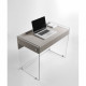 Scrivania con struttura in vetro top e cassetto in legno